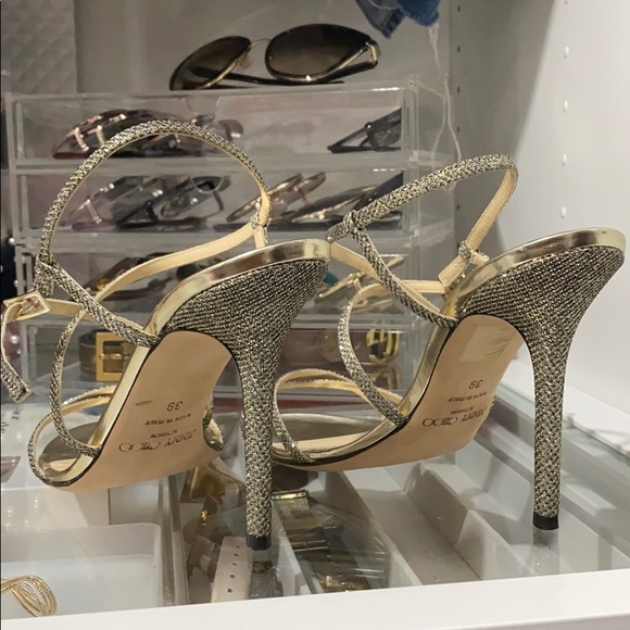 Jimmy Choo champagne sparkle strappy heels - Picture 3 of 8